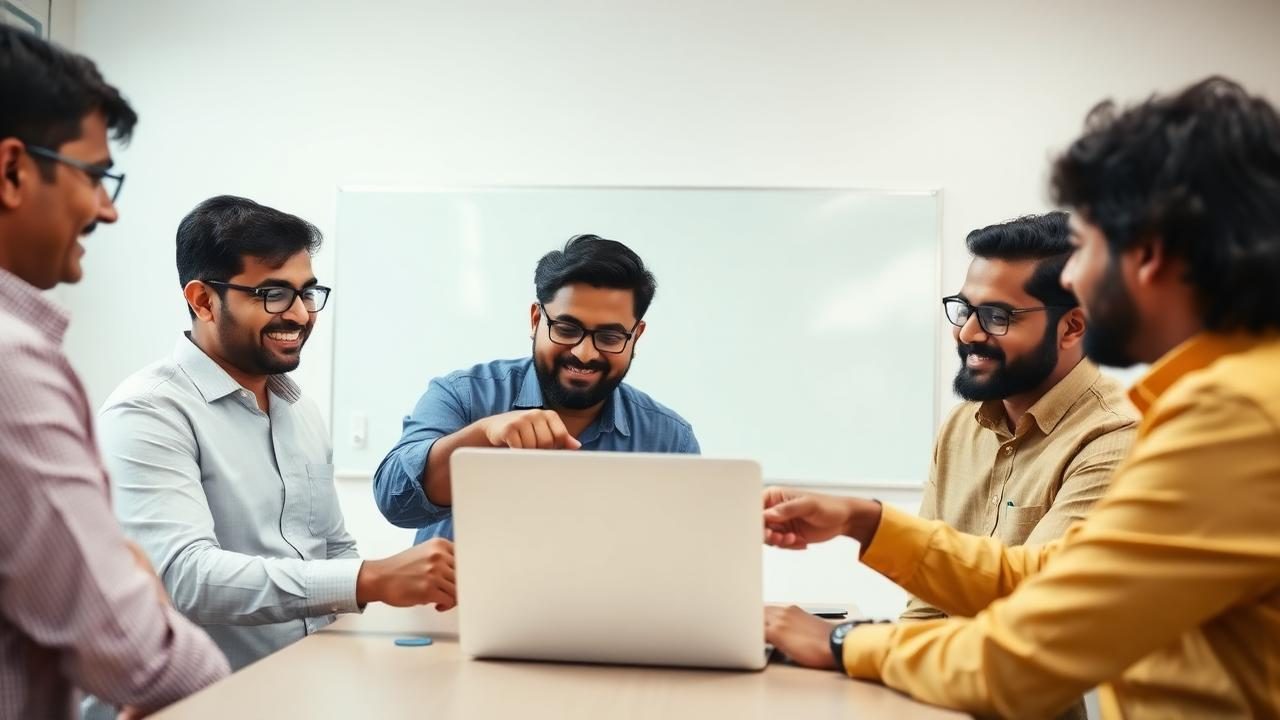 Auromax Technologies team discussing a project roadmap